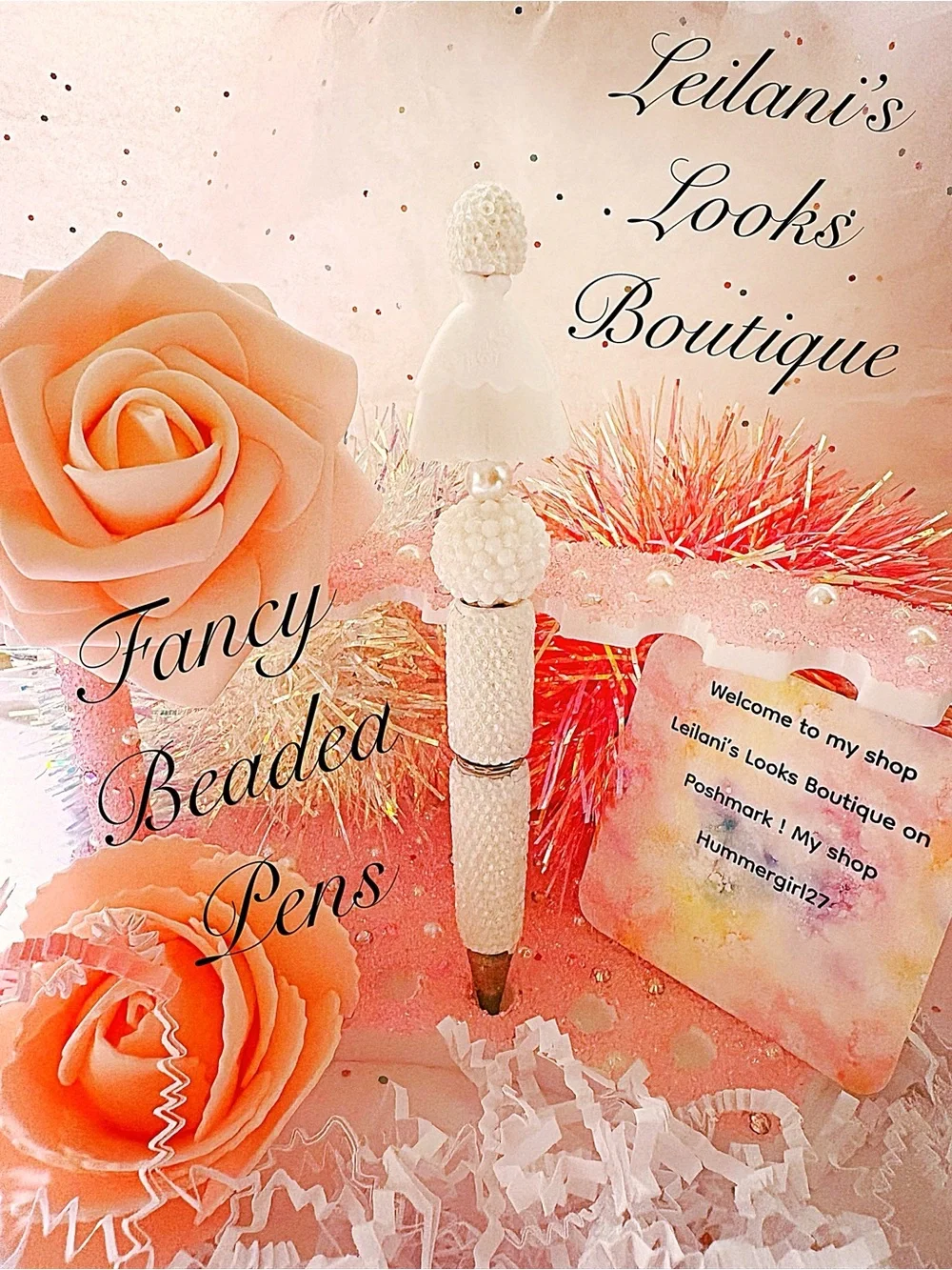 Fancy beaded pen/gifts/white beads/wedding season